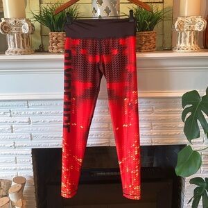 Six Deuce Red Black High Waist Active Leggings Size M